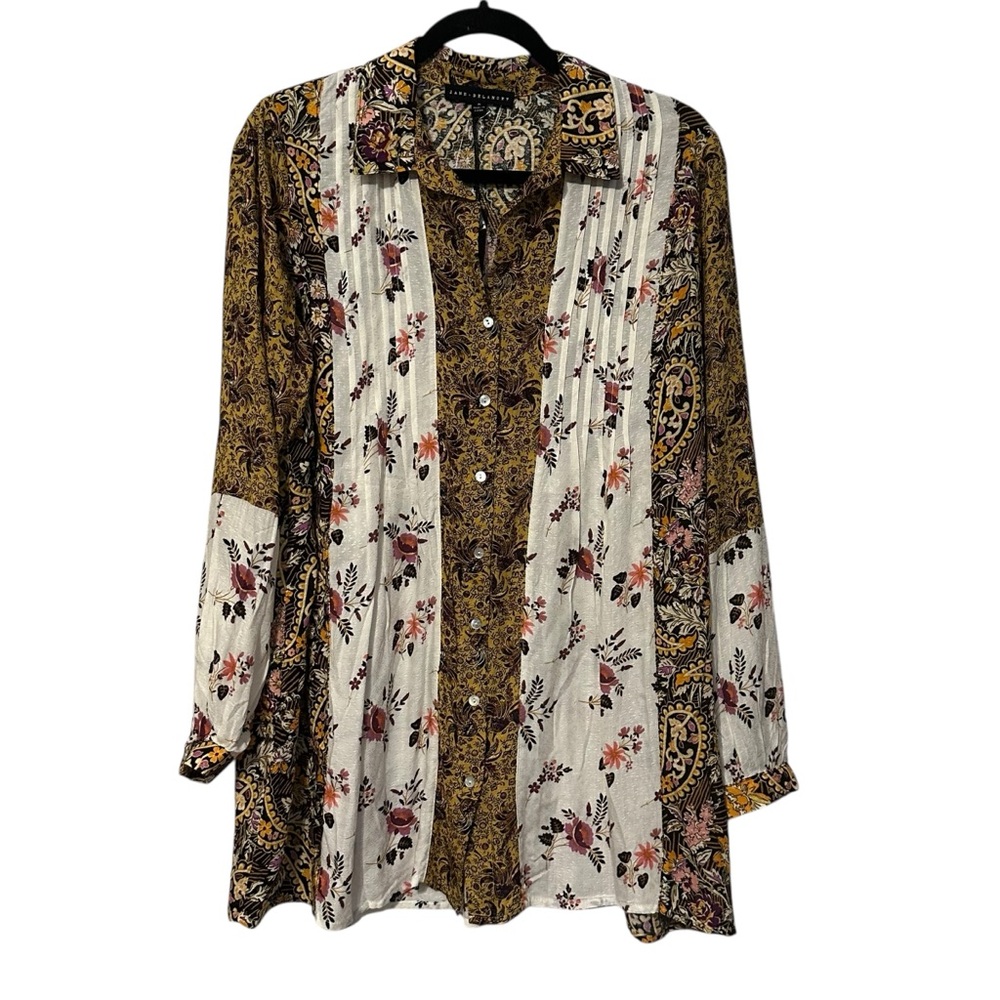 Jane & Delancey‎ Floral Button-Up Women's Top Peasant Boho Floral Fairy NWT M
